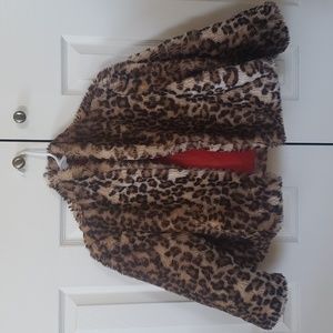 Faux fur cheetah print coat